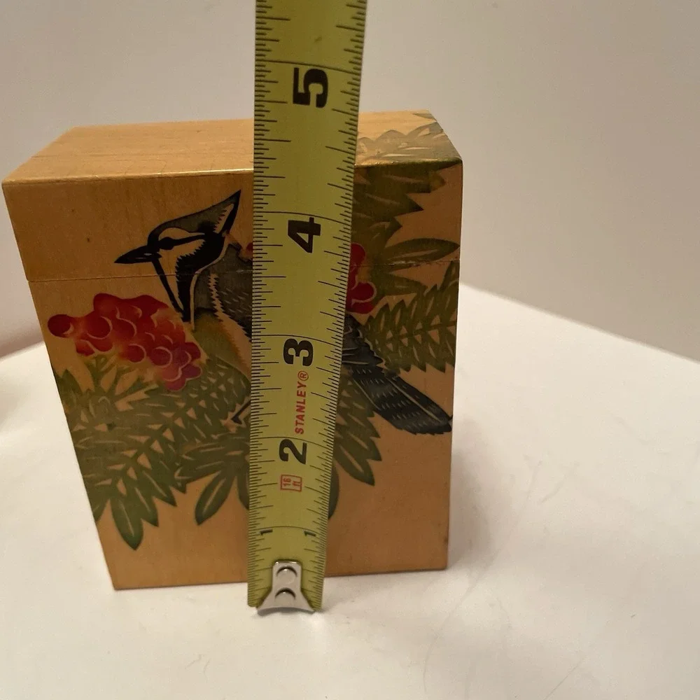 Vintage Chinese Wooden Nesting Boxes Set Of 3 Artist Sealed Bird & Floral Motif